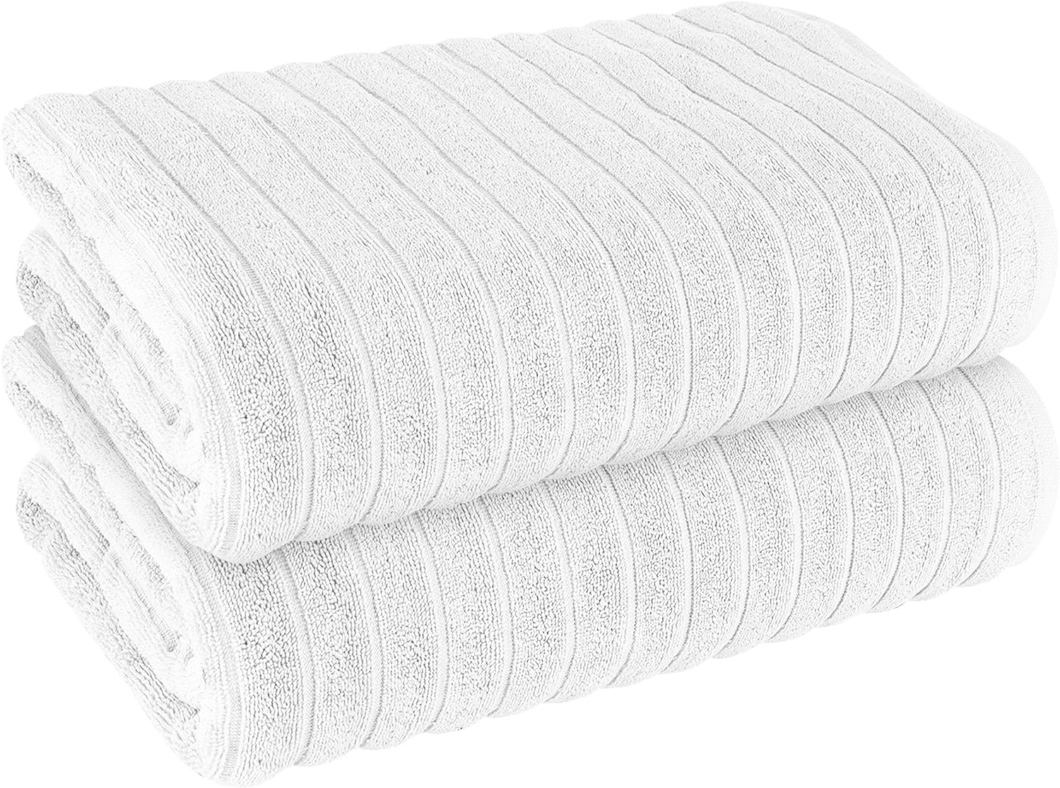 Hydro Cotton Ribbed Towels Highly Absorbent Luxurious Soft Lightweight Quick Dry, Jumbo Bath Sheet Packs & Towel Bale Sets Available by OLIVIA ROCCO WHITE / 2 PK JUMBO BATH SHEET Towels