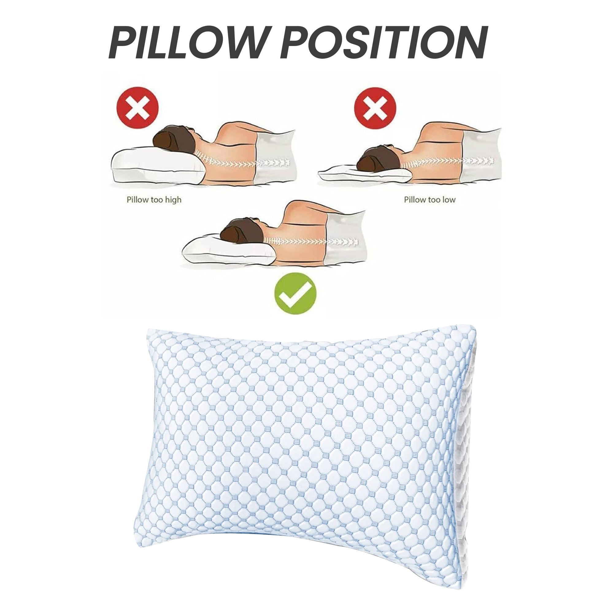 Ice Cool Unique Hypoallergenic Cooling Memory Foam Pillow for Nightlong Comfort and Breathable Sleep Support by OLIVIA ROCCO 50x75cm Pillows