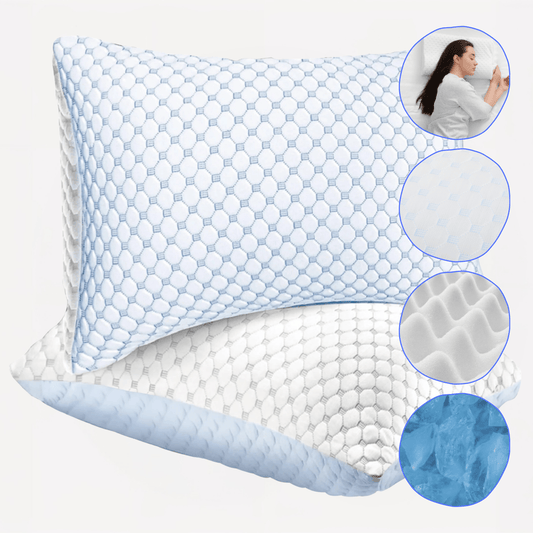 Ice Cool Unique Hypoallergenic Cooling Memory Foam Pillow for Nightlong Comfort and Breathable Sleep Support by OLIVIA ROCCO 50x75cm Pillows