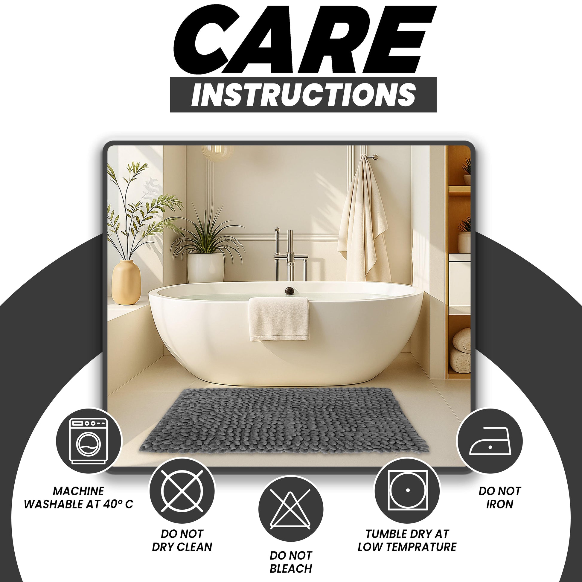 Jumbo Loop Bath Mat Non Slip Water Absorbent Rug for Shower & Toilet Large Size Floor Mats by OLIVIA ROCCO Bath Mat