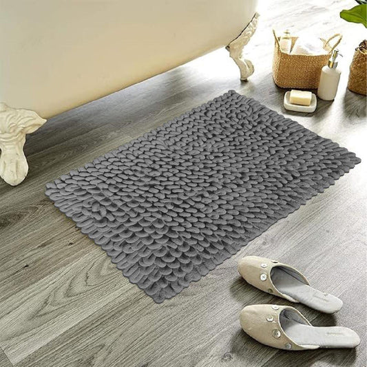Jumbo Loop Bath Mat Non Slip Water Absorbent Rug for Shower & Toilet Large Size Floor Mats by Olivia Rocco Grey Bath Mat