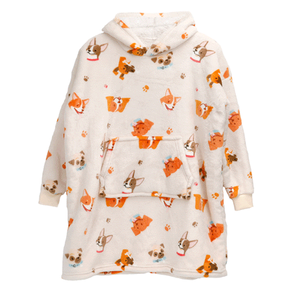 Kids Oversized Hooded Dogs Blanket, Children's Hoodie Loungewear DOGS Daisy Dreamer Hooded Blanket