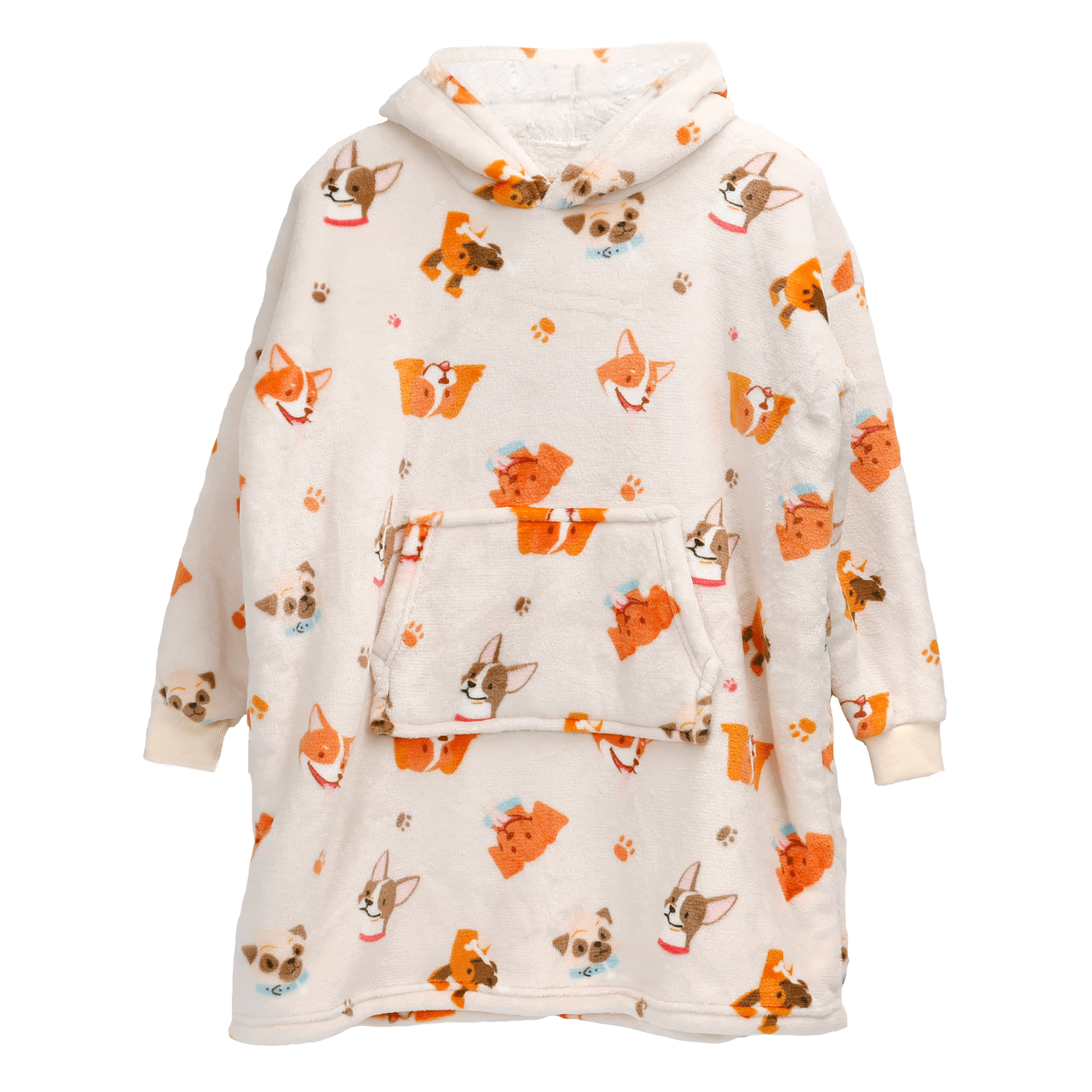 Kids Oversized Hooded Blanket Hoodie Sherpa Fur Fleece Dogs