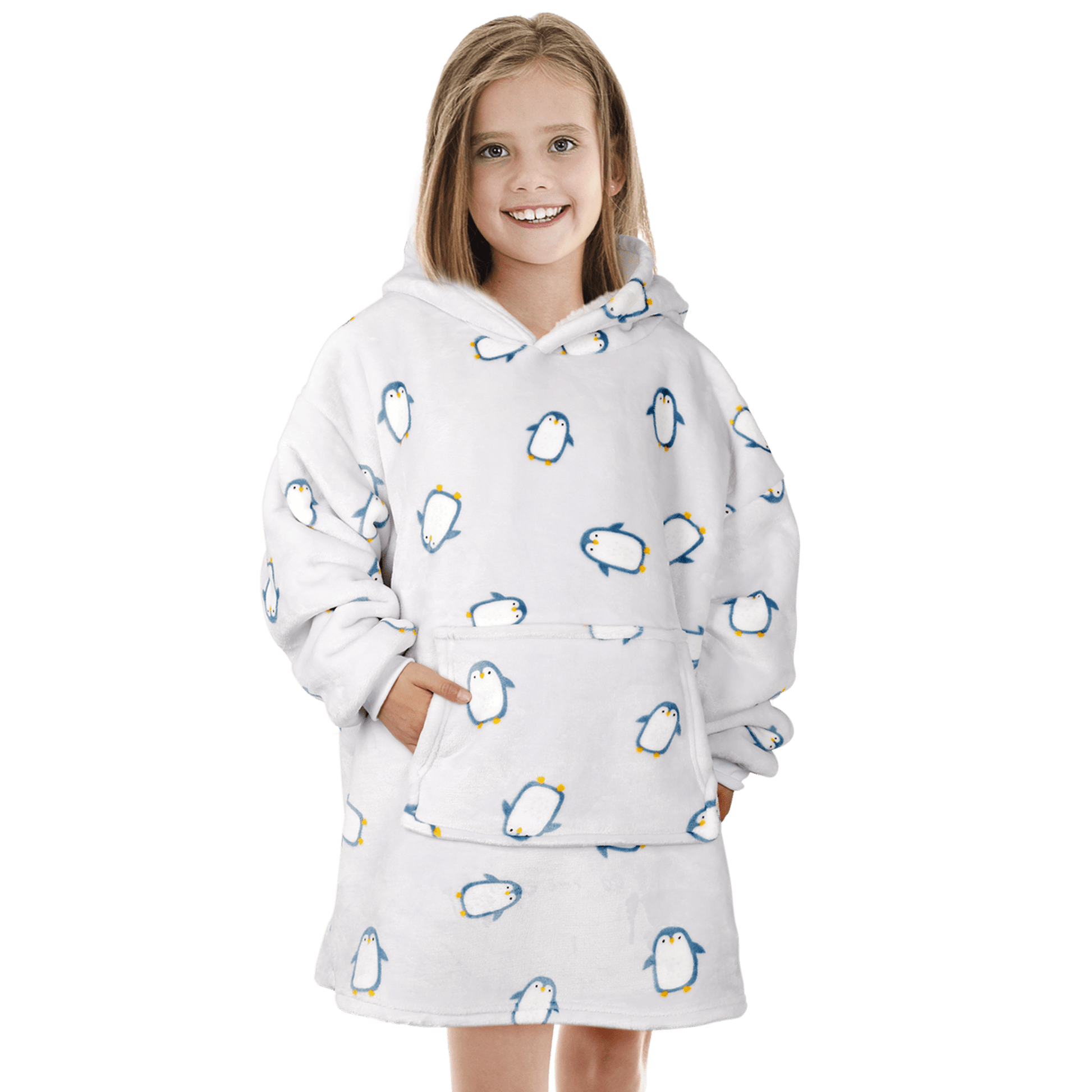 Kids Oversized Hooded Penguin Blanket, Children's Hoodie Loungewear PENGUIN Daisy Dreamer Hooded Blanket