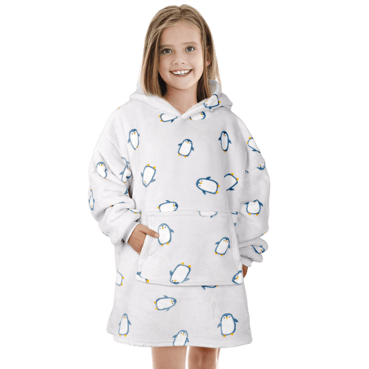 Kids Oversized Hooded Penguin Blanket, Children's Hoodie Loungewear PENGUIN Daisy Dreamer Hooded Blanket