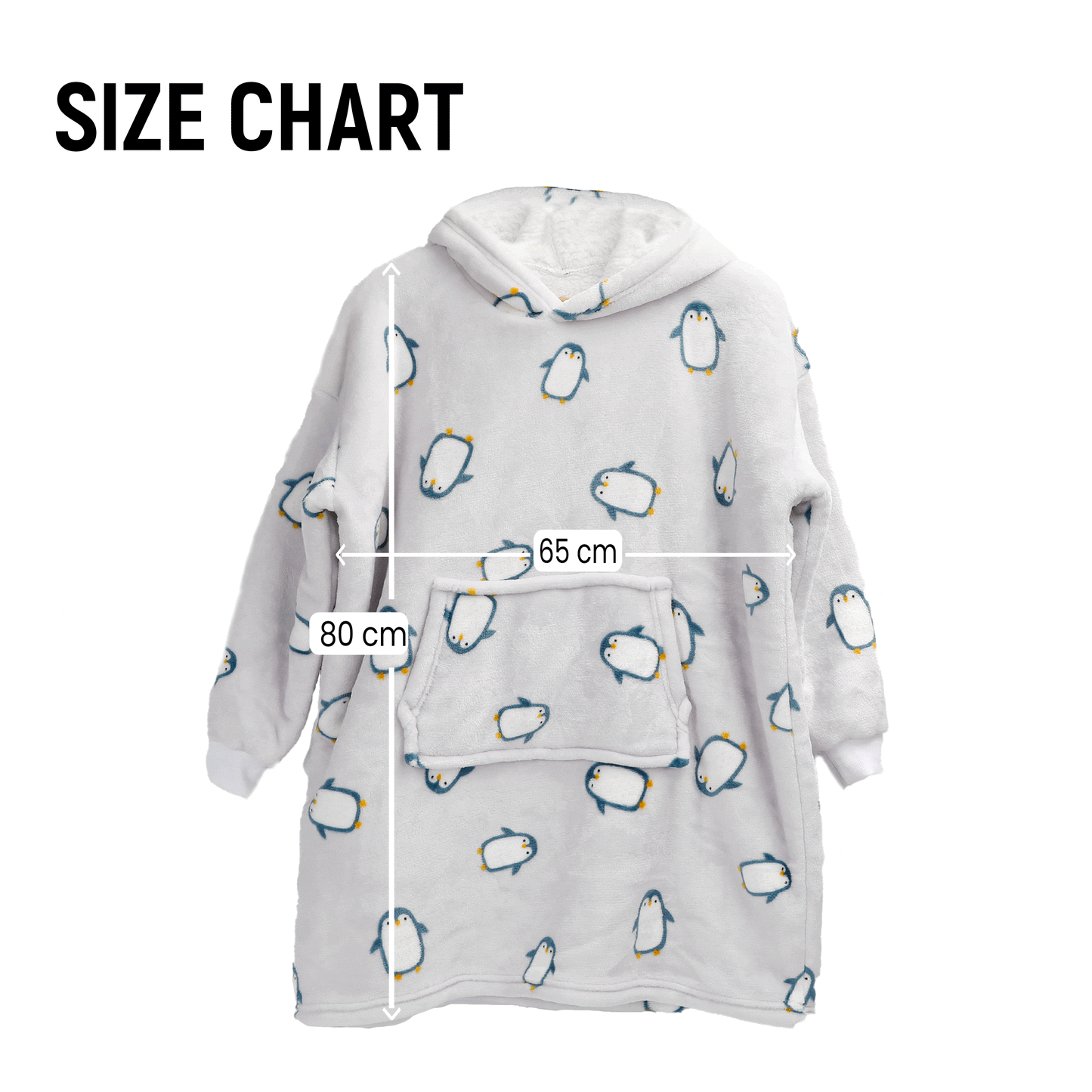 Kids Oversized Hooded Penguin Blanket Hoodie Ultra Soft Sherpa Flannel OLIVIA ROCCO