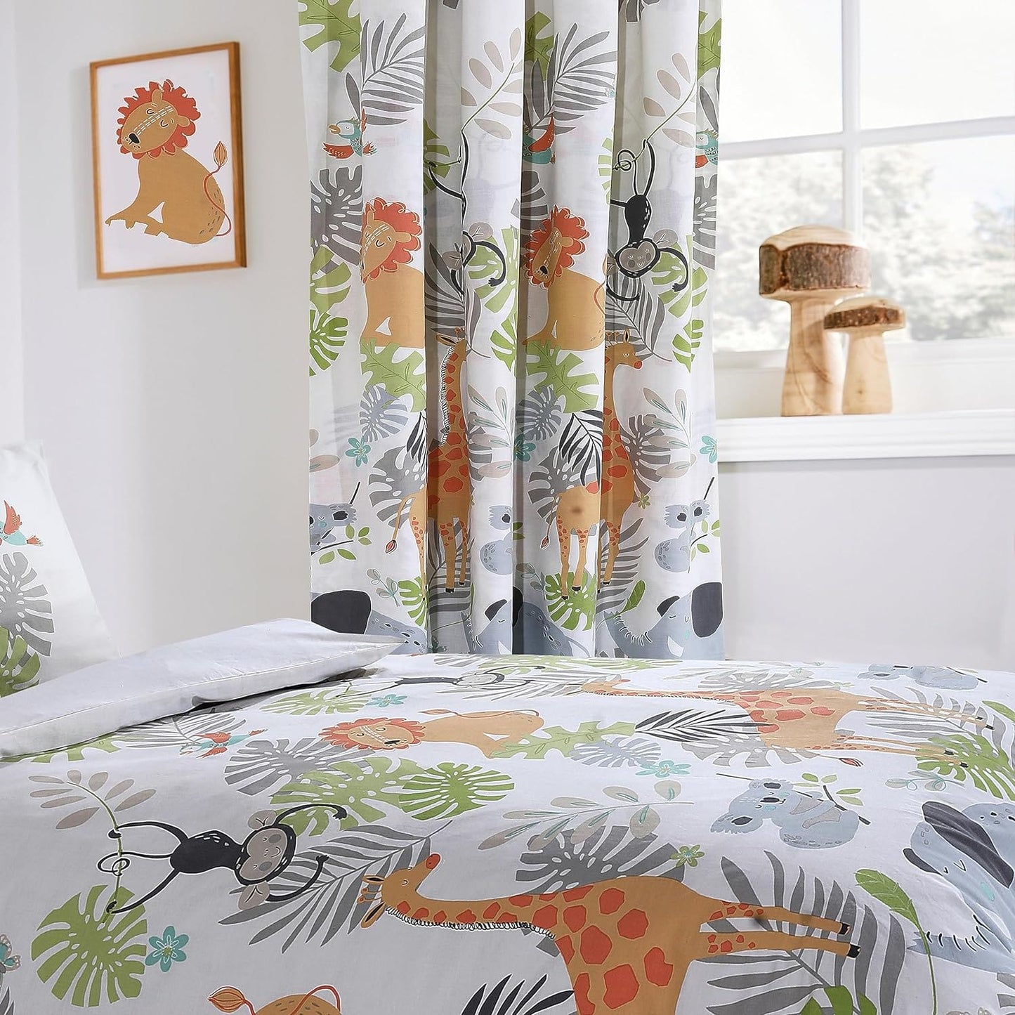Kids Safari Duvet Cover Set Soft Lightweight Bedding Set with Pillowcase Printed Design OLIVIA ROCCO Kids Safari Duvet Cover Set