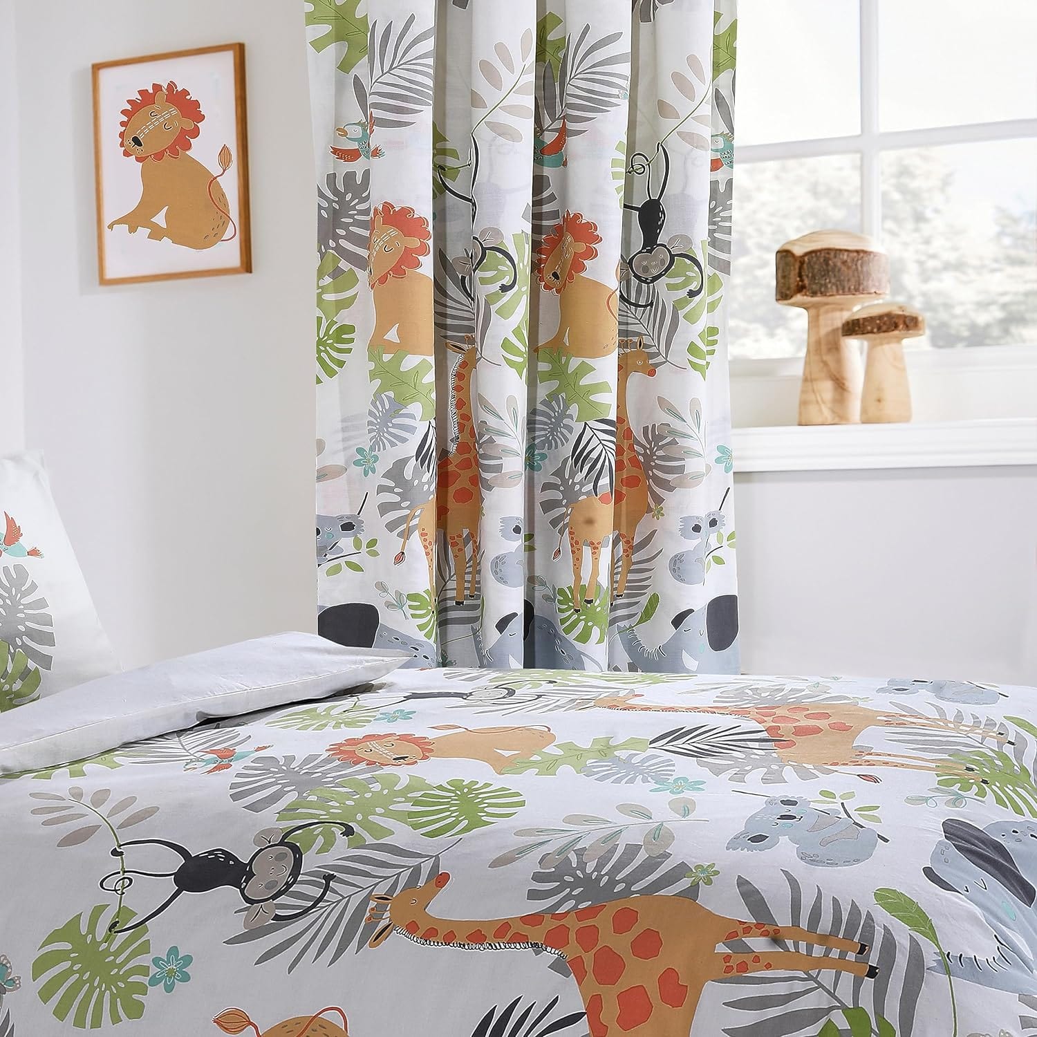 Kids Safari Duvet Cover Set Soft Lightweight Bedding Set with Pillowcase Printed Design OLIVIA ROCCO Kids Safari Duvet Cover Set