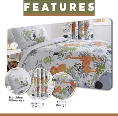 Kids Safari Duvet Cover Set Soft Lightweight Bedding Set with Pillowcase Printed Design OLIVIA ROCCO Kids Safari Duvet Cover Set