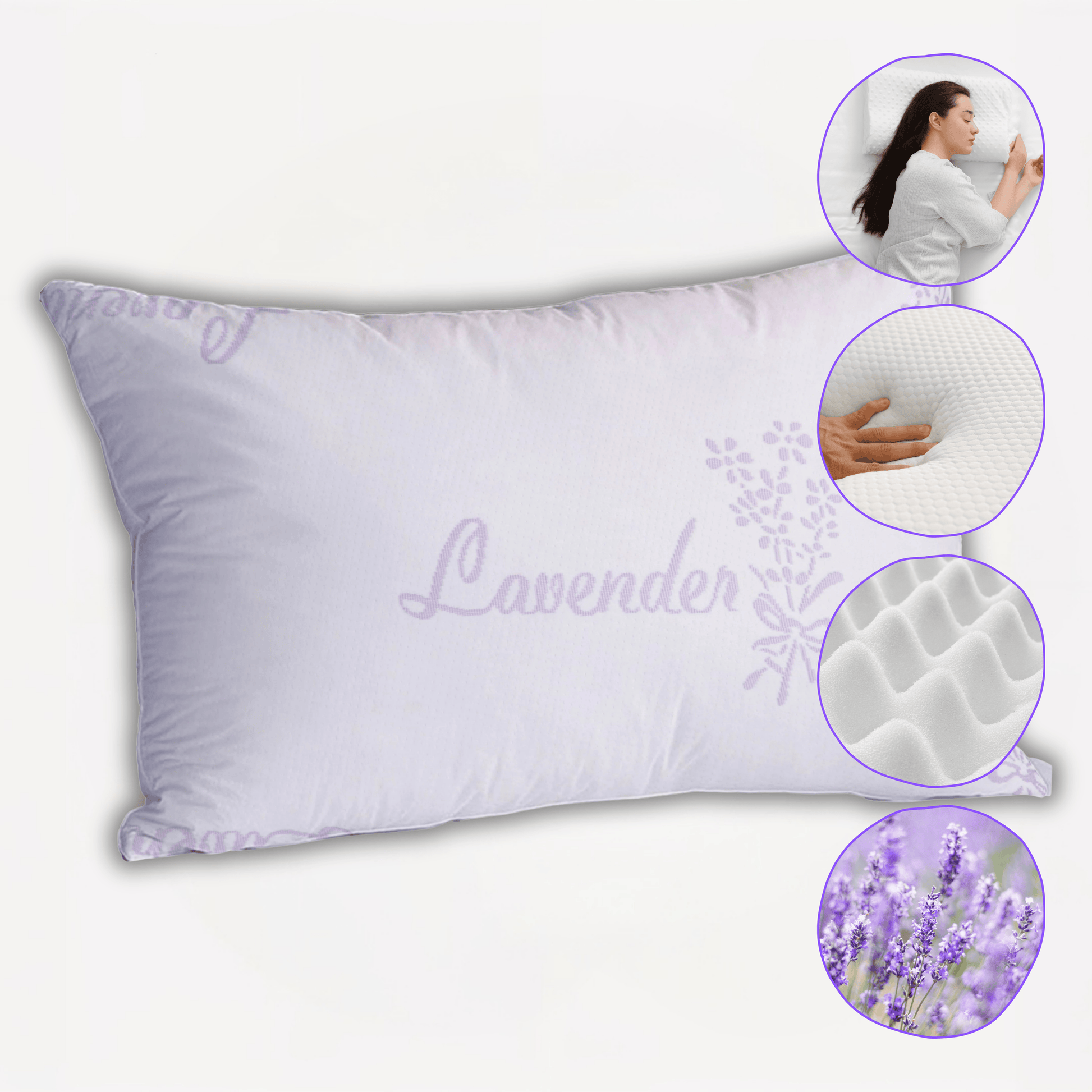 Lavender Infused Unique Hotel Pillow Hypoallergenic Microfibre Luxury Premium Fibre Filling for Superior Comfort and Support by OLIVIA ROCCO 50x75cm Pillows