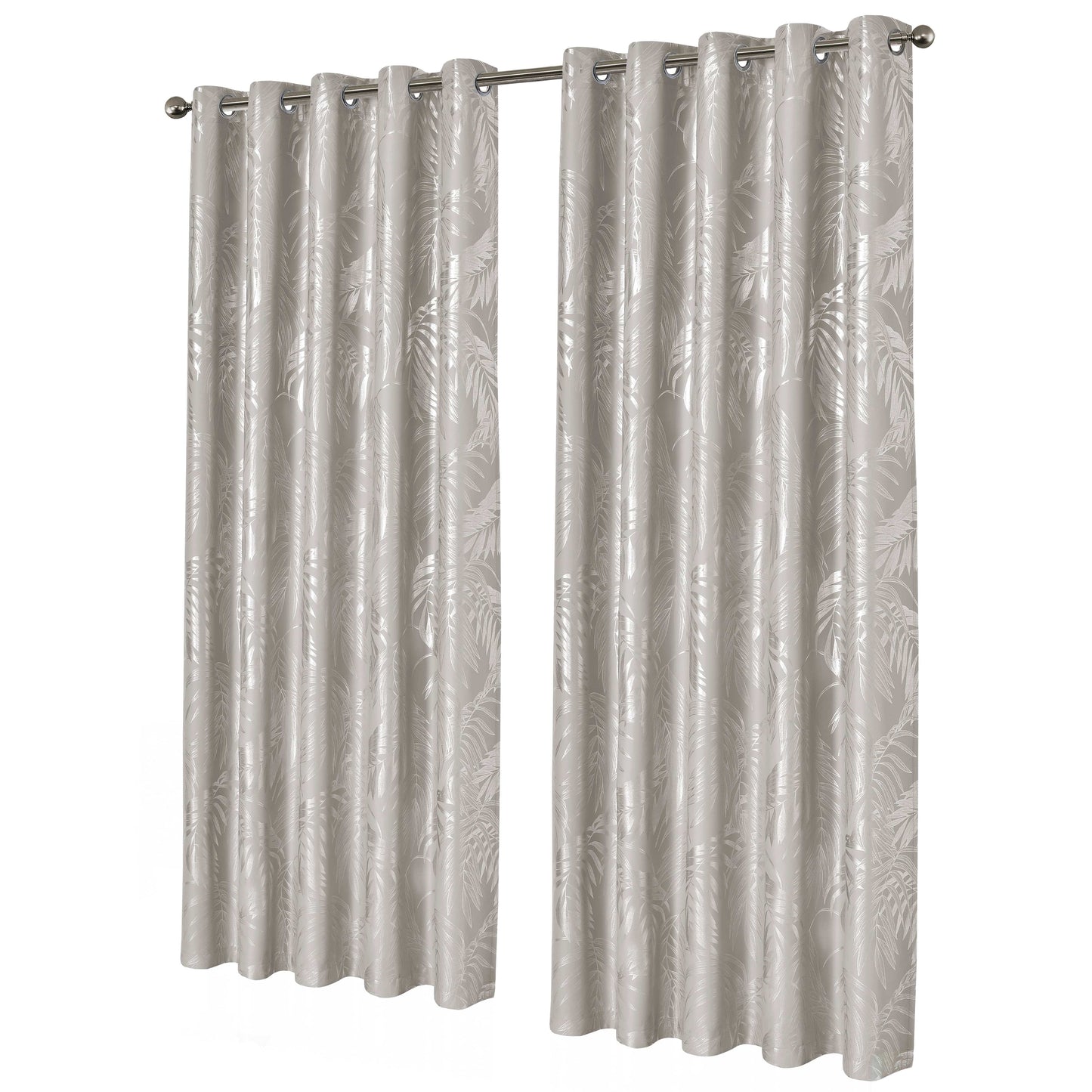 Leaf Natural Sparkle Blackout Curtains Super Soft Thermal Insulated Eyelet Drapes for Living Room & Bedroom 2 Panels by OLIVIA ROCCO 66" (WIDTH) x 54" (DROP) / NATURAL Curtain