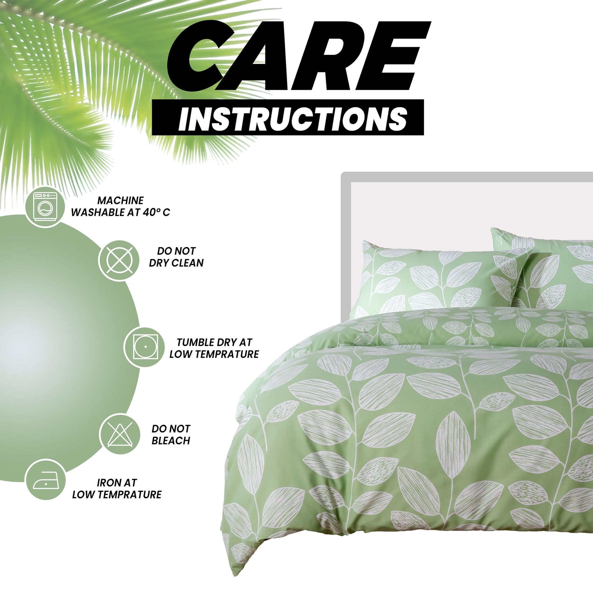 Leaves Printed Duvet Cover Set Reversible Pattern Quilt Bed Cover Sets with Pillowcase OLIVIA ROCCO Duvet Cover