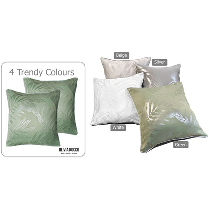 Leaf Sparkle 2 Pack Cushion Covers Leaf Sage Green Modern Decorative Throw Pillow Cases for Sofa or Bed by OLIVIA ROCCO 43x43cm / LEAF SAGE GREEN OLIVIA ROCCO Cushions