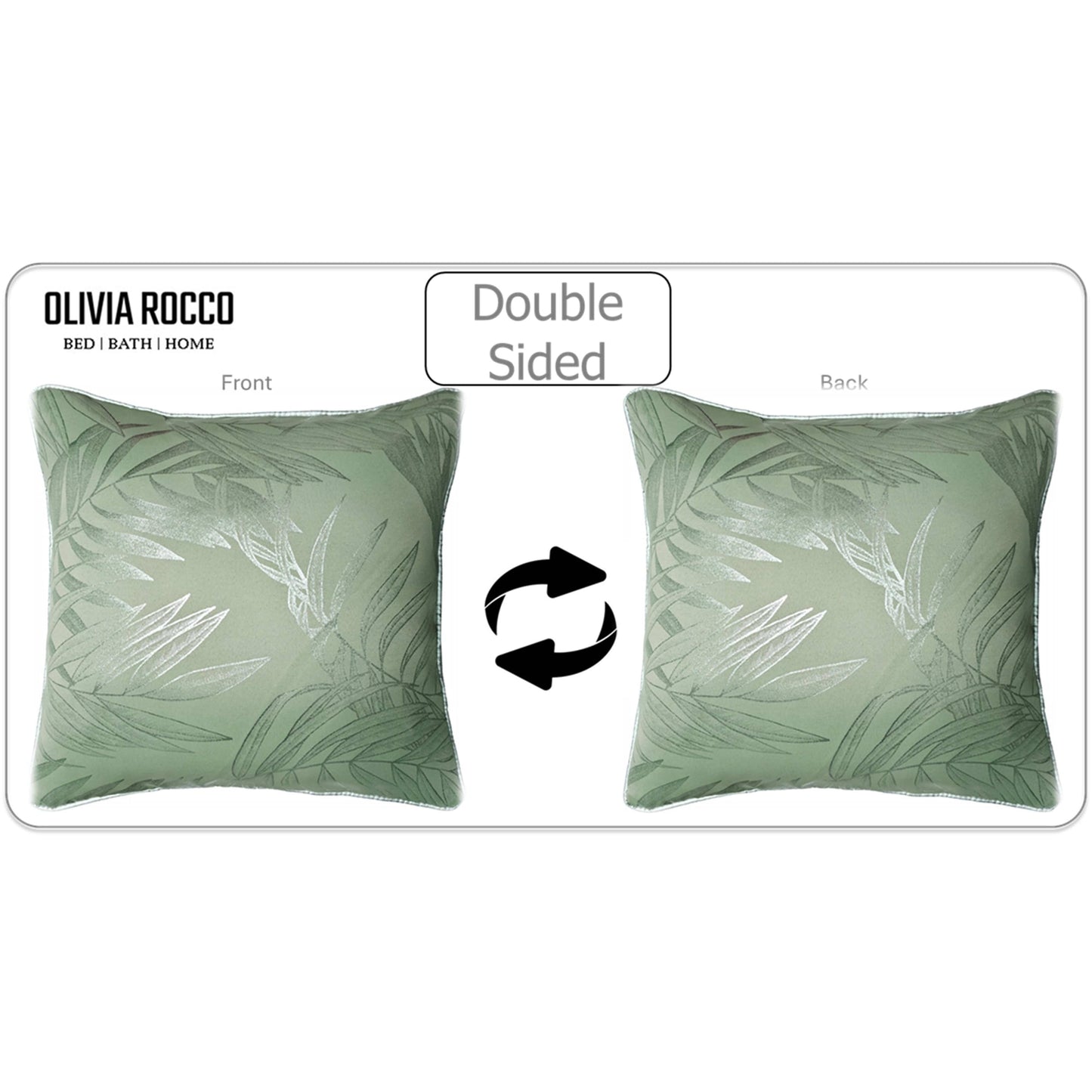 Leaf Sparkle 2 Pack Cushion Covers Leaf Sage Green Modern Decorative Throw Pillow Cases for Sofa or Bed by OLIVIA ROCCO 43x43cm / LEAF SAGE GREEN OLIVIA ROCCO Cushions