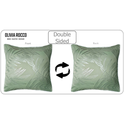 Leaf Sparkle 2 Pack Cushion Covers Leaf Sage Green Modern Decorative Throw Pillow Cases for Sofa or Bed by OLIVIA ROCCO 43x43cm / LEAF SAGE GREEN OLIVIA ROCCO Cushions