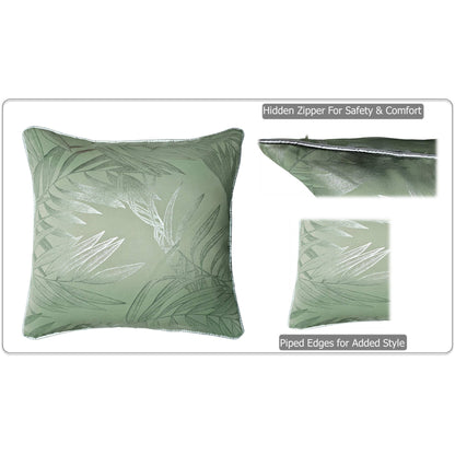 Leaf Sparkle 2 Pack Cushion Covers Leaf Sage Green Modern Decorative Throw Pillow Cases for Sofa or Bed by OLIVIA ROCCO 43x43cm / LEAF SAGE GREEN OLIVIA ROCCO Cushions
