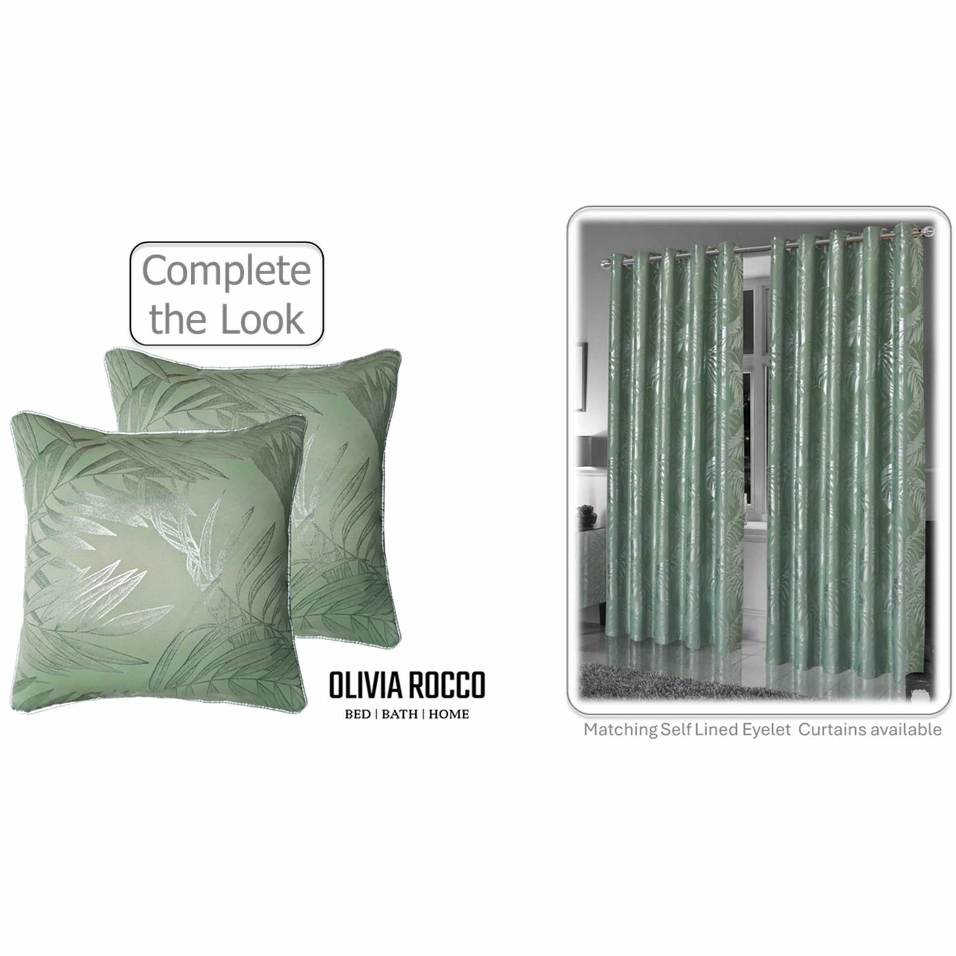Leaf Sparkle 2 Pack Cushion Covers Leaf Sage Green Modern Decorative Throw Pillow Cases for Sofa or Bed by OLIVIA ROCCO 43x43cm / LEAF SAGE GREEN OLIVIA ROCCO Cushions