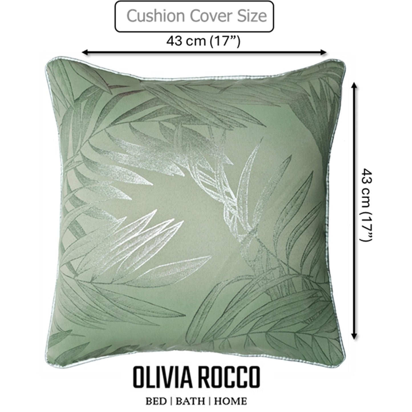 Leaf Sparkle 2 Pack Cushion Covers Leaf Sage Green Modern Decorative Throw Pillow Cases for Sofa or Bed by OLIVIA ROCCO 43x43cm / LEAF SAGE GREEN OLIVIA ROCCO Cushions