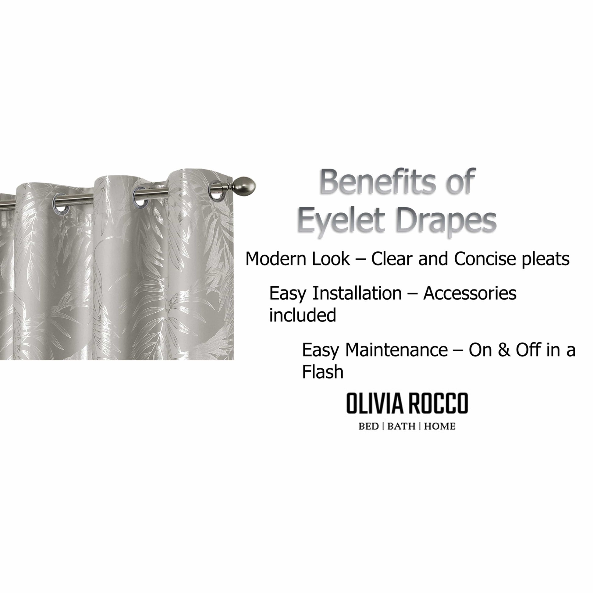 Leaf Sparkle Blackout Curtains Super Soft Thermal Insulated Eyelet Drapes for Living Room & Bedroom 2 Panels(Natural) OLIVIA ROCCO Curtain