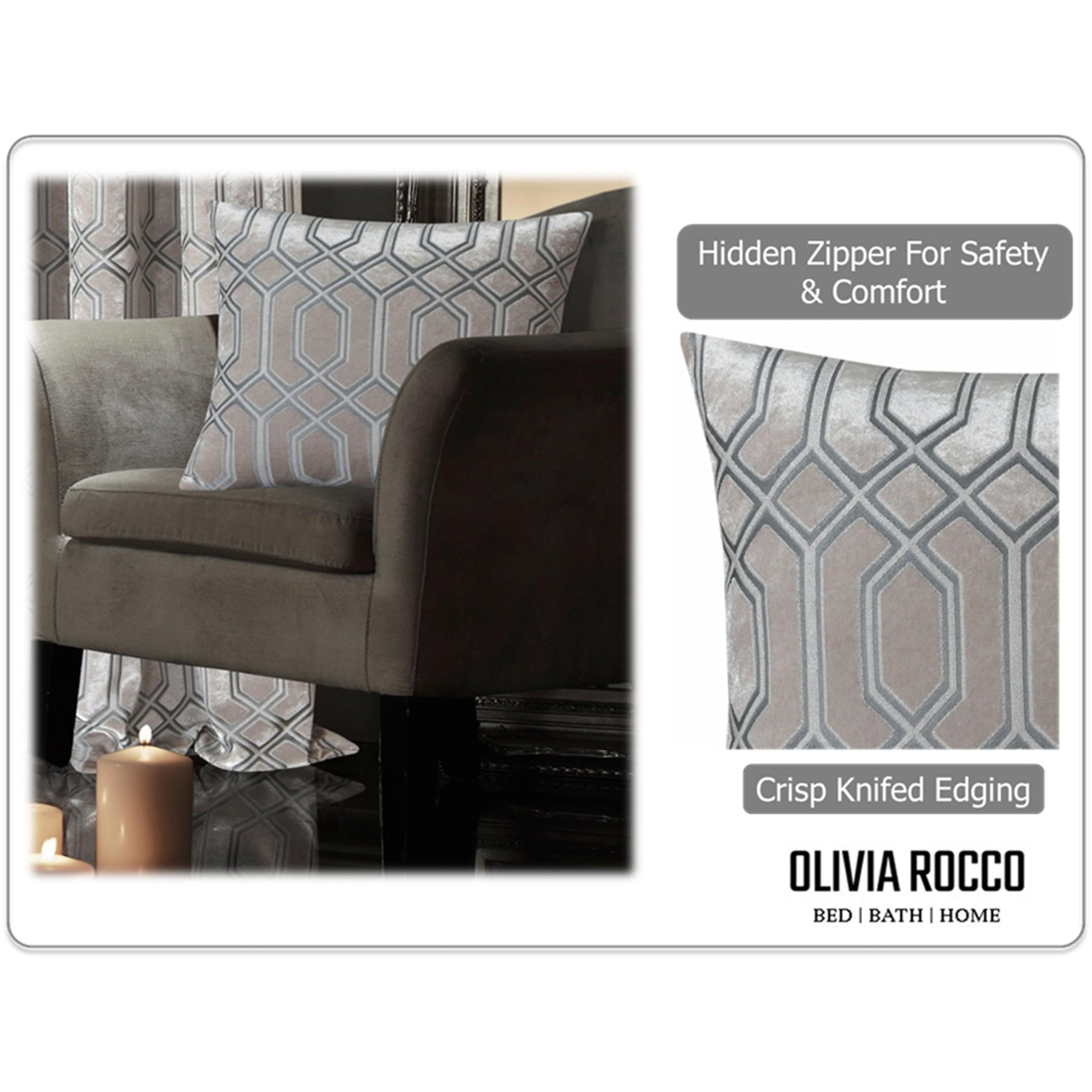 Luxe Geo Velvet Cushion Covers 2 Pack Champagne Geometric Decorative Cushions for Sofa Bed & Living Room by Olivia Rocco 43x43cm / Champagne OLIVIA ROCCO Cushions