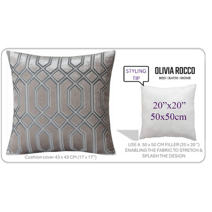 Luxe Geo Velvet Cushion Covers 2 Pack Champagne Geometric Decorative Cushions for Sofa Bed & Living Room by Olivia Rocco 43x43cm / Champagne OLIVIA ROCCO Cushions