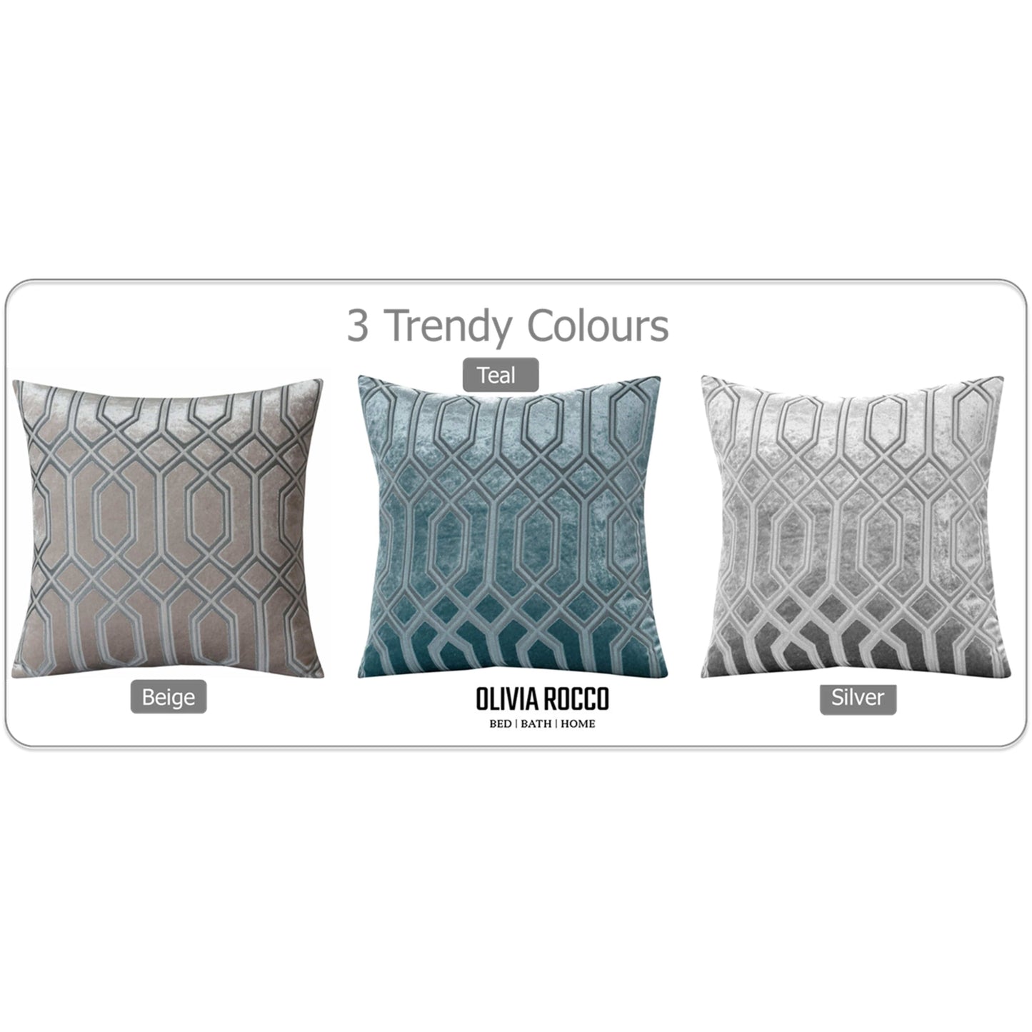 Luxe Geo Velvet Cushion Covers 2 Pack Champagne Geometric Decorative Cushions for Sofa Bed & Living Room by Olivia Rocco 43x43cm / Champagne OLIVIA ROCCO Cushions
