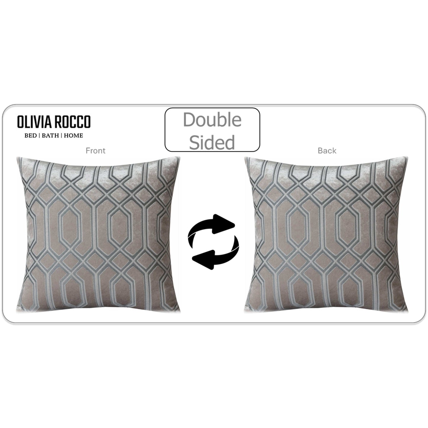 Luxe Geo Velvet Cushion Covers 2 Pack Champagne Geometric Decorative Cushions for Sofa Bed & Living Room by Olivia Rocco 43x43cm / Champagne OLIVIA ROCCO Cushions