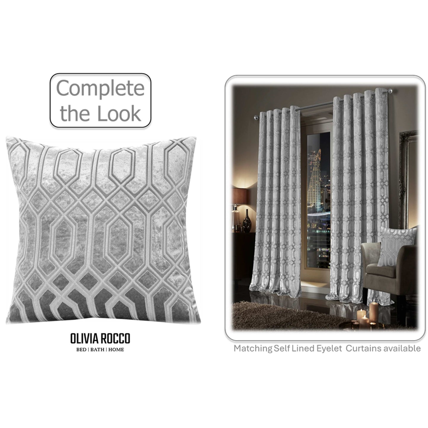 Luxe Geo Velvet Cushion Covers 2 Pack Grey Geometric Decorative Cushions for Sofa Bed & Living Room by Olivia Rocco 43x43cm / Grey OLIVIA ROCCO Cushions