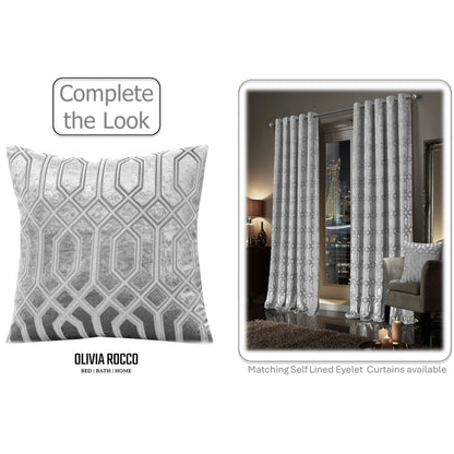 Luxe Geo Velvet Cushion Covers 2 Pack Grey Geometric Decorative Cushions for Sofa Bed & Living Room by Olivia Rocco 43x43cm / Grey OLIVIA ROCCO Cushions