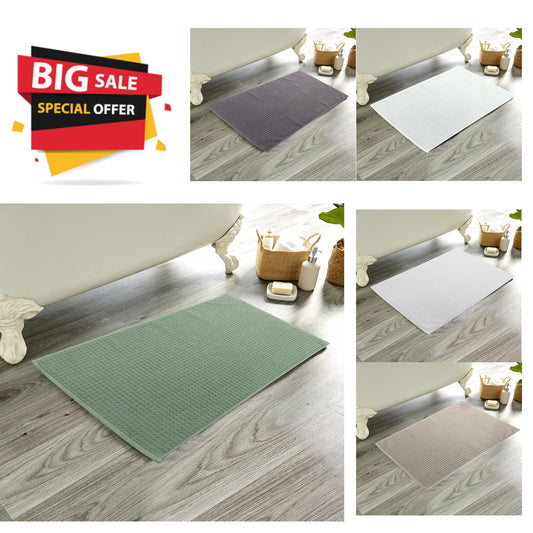 Luxe Pack of 3 Ultra-Soft Deep Cotton Pile Bathmats Handcrafted Eco-Friendly Absorbent Quick-Drying Premium Cotton Rug for Bathroom Decor by OLIVIA ROCCO Bath Mat