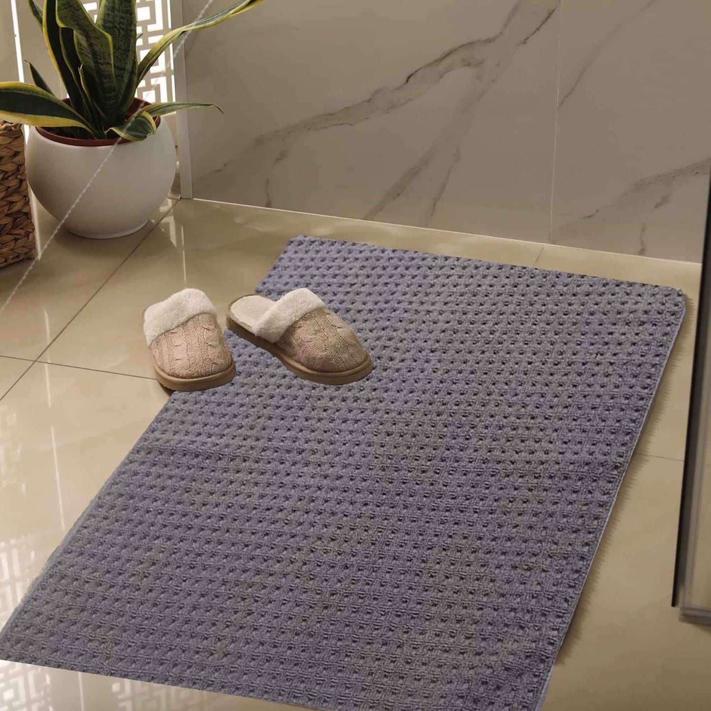 Luxe Pack of 3 Ultra-Soft Deep Cotton Pile Bathmats Handcrafted Eco-Friendly Absorbent Quick-Drying Premium Cotton Rug for Bathroom Decor by OLIVIA ROCCO Bath Mat