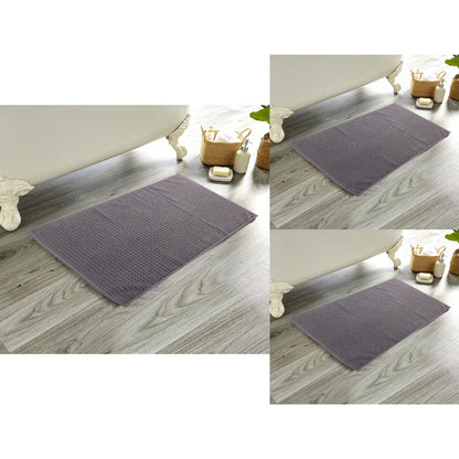 Luxe Pack of 3 Ultra-Soft Deep Cotton Pile Bathmats Handcrafted Eco-Friendly Absorbent Quick-Drying Premium Cotton Rug for Bathroom Decor by OLIVIA ROCCO CHARCOAL / 50 x 80 cm Bath Mat
