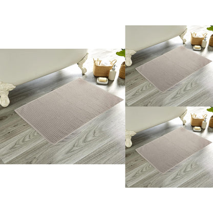 Luxe Pack of 3 Ultra-Soft Deep Cotton Pile Bathmats Handcrafted Eco-Friendly Absorbent Quick-Drying Premium Cotton Rug for Bathroom Decor by OLIVIA ROCCO MINK / 50 x 80 cm Bath Mat