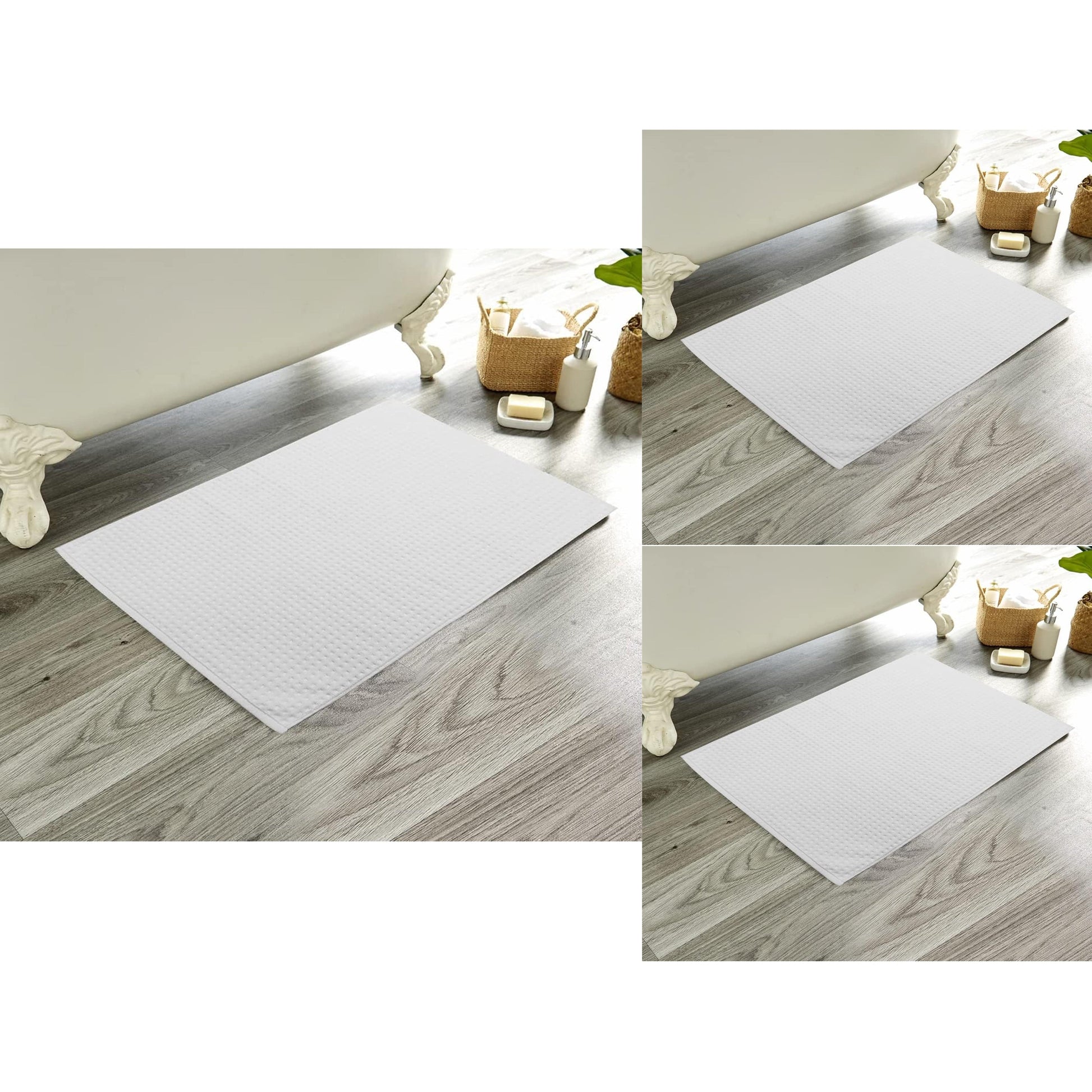 Luxe Pack of 3 Ultra-Soft Deep Cotton Pile Bathmats Handcrafted Eco-Friendly Absorbent Quick-Drying Premium Cotton Rug for Bathroom Decor by OLIVIA ROCCO SILVER / 50 x 80 cm Bath Mat