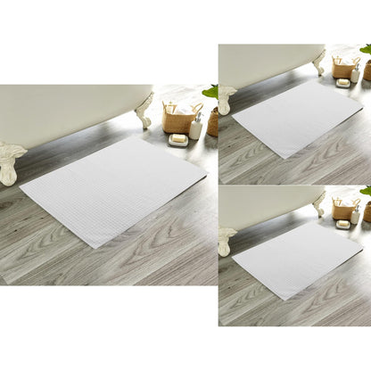 Luxe Pack of 3 Ultra-Soft Deep Cotton Pile Bathmats Handcrafted Eco-Friendly Absorbent Quick-Drying Premium Cotton Rug for Bathroom Decor by OLIVIA ROCCO SILVER / 50 x 80 cm Bath Mat