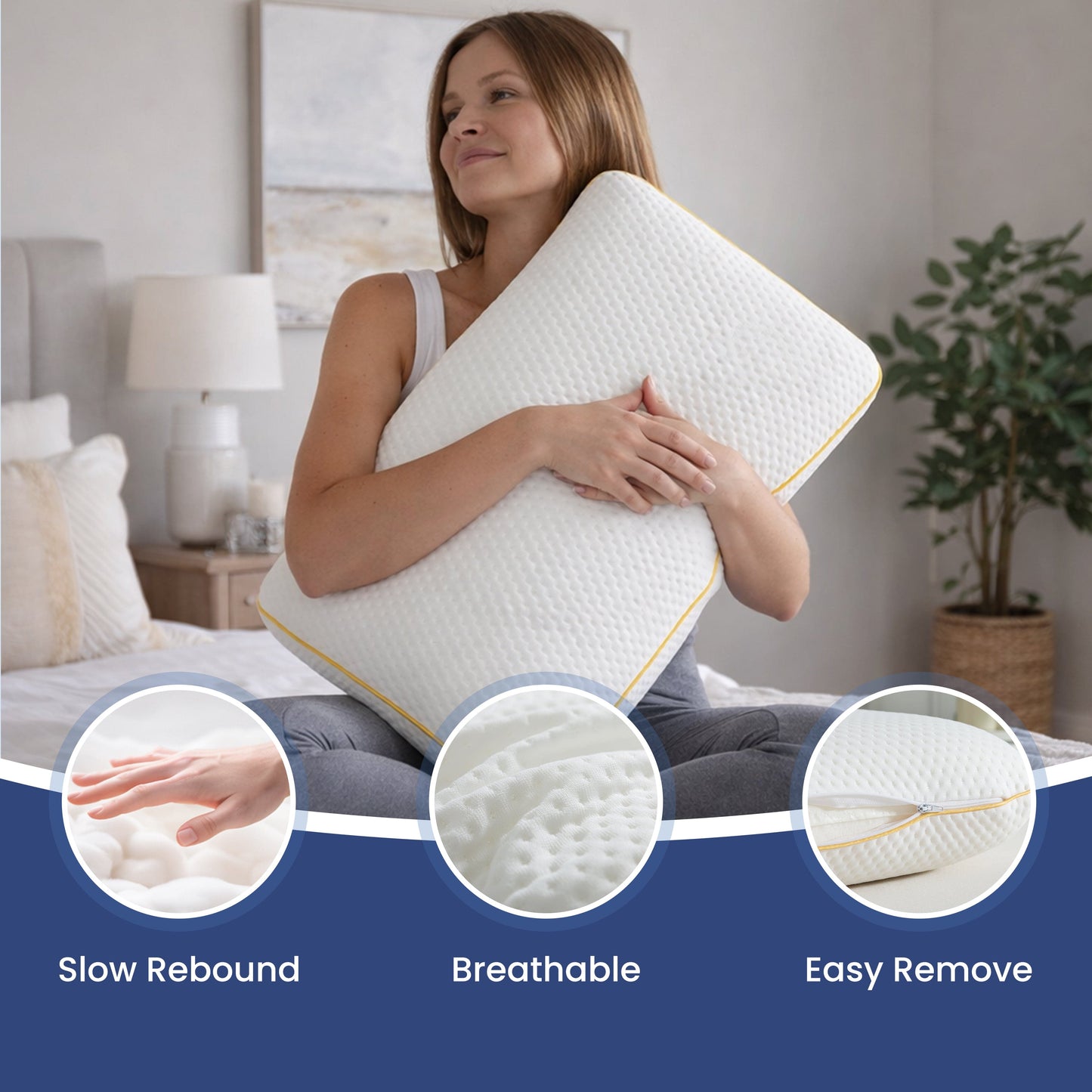 Luxury Memory Foam Pillow for Neck & Shoulder Support Breathable Pressure Relief 60x40 cm by OLIVIA ROCCO 60 x 40 CM Pillows