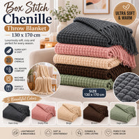 OLIVIA ROCCO Box Stitch Chenille Throw Soft Microfibre 130 x 170 cm