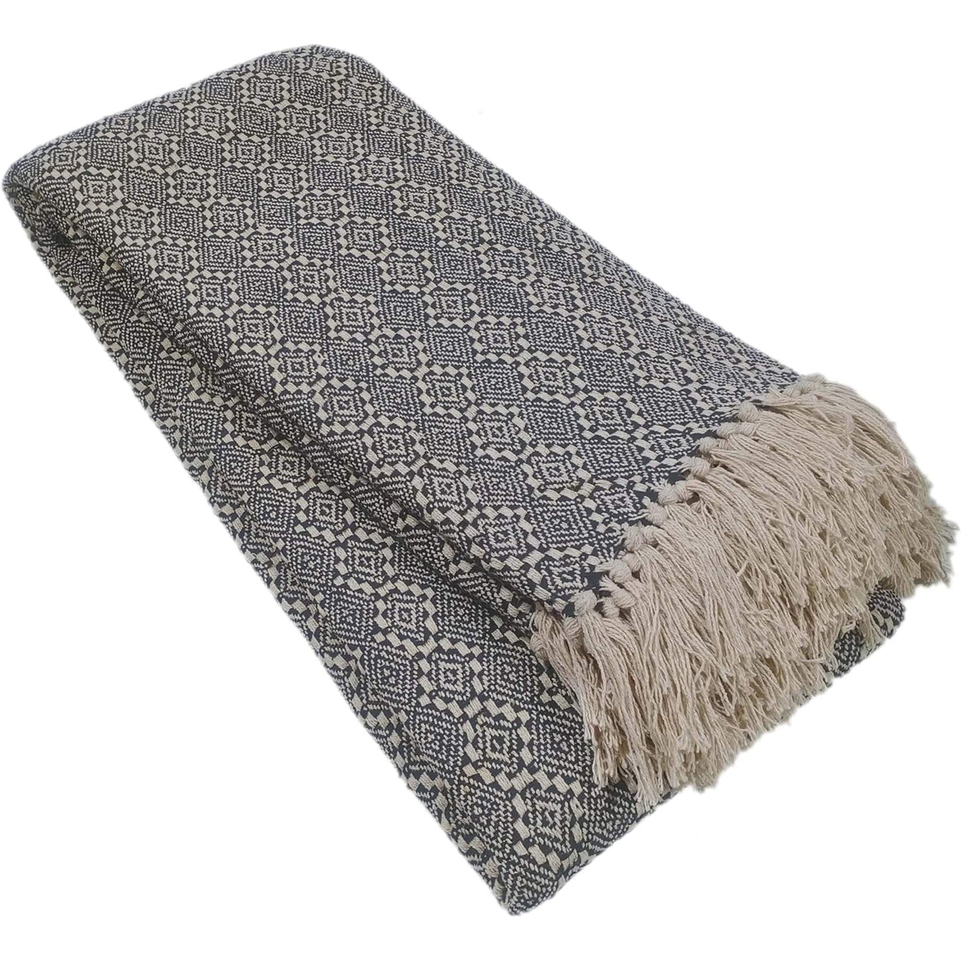 Marrakesh Eco-Friendly Super Soft Cotton Throws Lightweight Sustainable Recycled Cotton for Sofa Bed Chair Calming Colours By OLIVIA ROCCO Casablanca Charcoal / 127 x 152 cm Throw