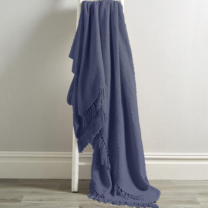 Marrakesh Eco-Friendly Super Soft Cotton Throws Lightweight Sustainable Recycled Cotton for Sofa Bed Chair Calming Colours By OLIVIA ROCCO Navy / 127 x 152 cm Throw
