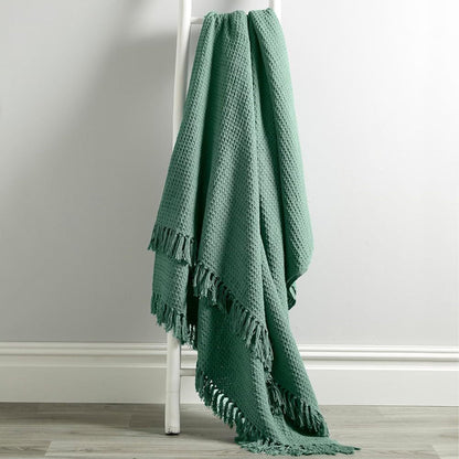 Marrakesh Eco-Friendly Super Soft Cotton Throws Lightweight Sustainable Recycled Cotton for Sofa Bed Chair Calming Colours By OLIVIA ROCCO Sage Green / 127 x 152 cm Throw