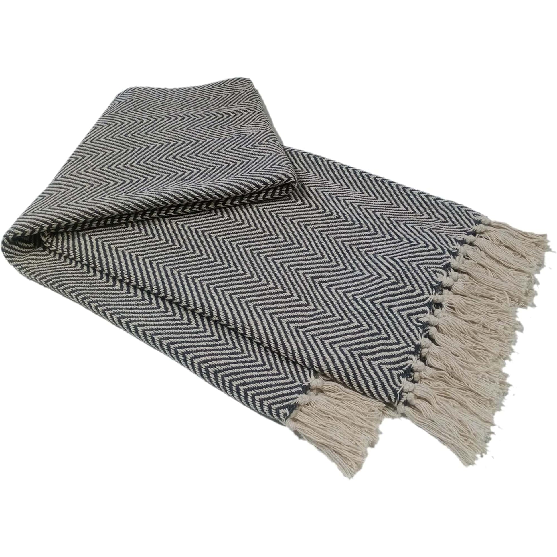 Marrakesh Eco-Friendly Super Soft Cotton Throws Lightweight Sustainable Recycled Cotton for Sofa Bed Chair Calming Colours By OLIVIA ROCCO Tangier Charcoal / 127 x 152 cm Throw