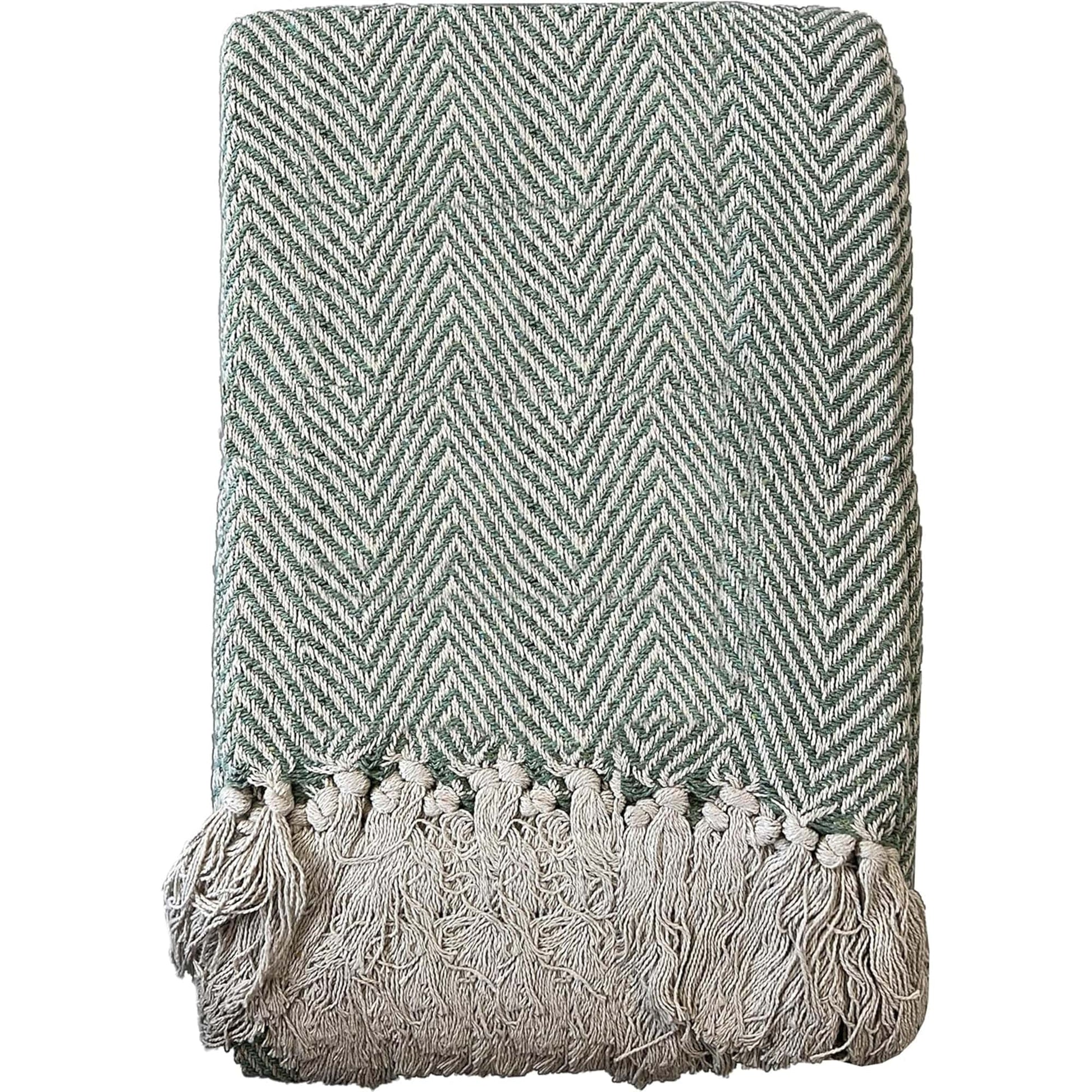 Marrakesh Eco-Friendly Super Soft Cotton Throws Lightweight Sustainable Recycled Cotton for Sofa Bed Chair Calming Colours By OLIVIA ROCCO Tangier Sage Green / 127 x 152 cm Throw