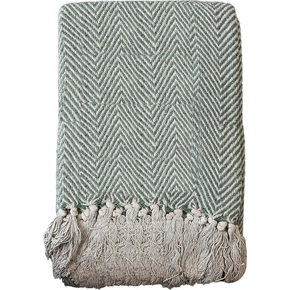 Marrakesh Eco-Friendly Super Soft Cotton Throws Lightweight Sustainable Recycled Cotton for Sofa Bed Chair Calming Colours By OLIVIA ROCCO Tangier Sage Green / 127 x 152 cm Throw