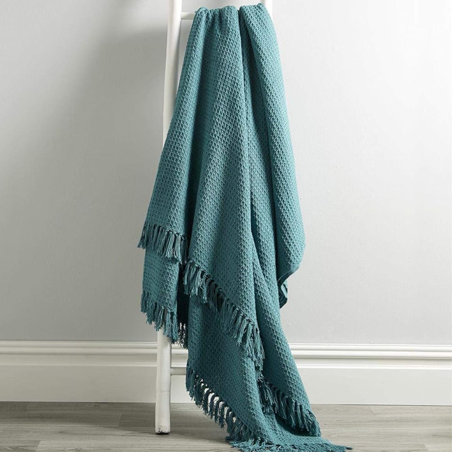 Marrakesh Eco-Friendly Super Soft Cotton Throws Lightweight Sustainable Recycled Cotton for Sofa Bed Chair Calming Colours By OLIVIA ROCCO Teal / 127 x 152 cm Throw