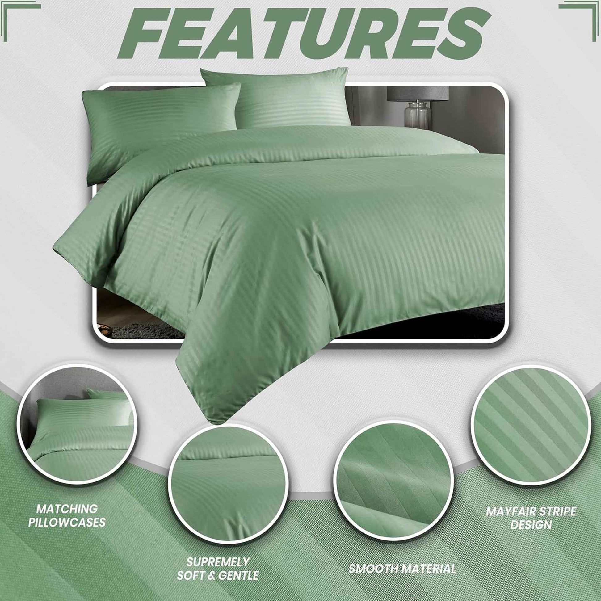 Mayfair Stripe Elegant Reversible Satin Duvet Cover Set with Comforter Multiple Sizes & Colours Luxurious Bedding Collection by OLIVIA ROCCO Duvet Cover