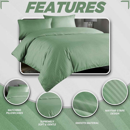 Mayfair Stripe Elegant Reversible Satin Duvet Cover Set with Comforter Multiple Sizes & Colours Luxurious Bedding Collection by OLIVIA ROCCO Duvet Cover