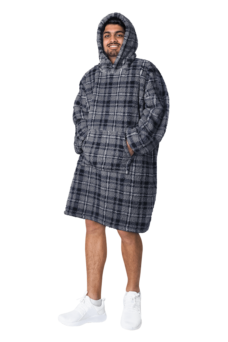 Huggable Hoodie Mens Frosted Sherpa Fleece Oversized Hoodie - Navy |  KnickersBoxersGlory