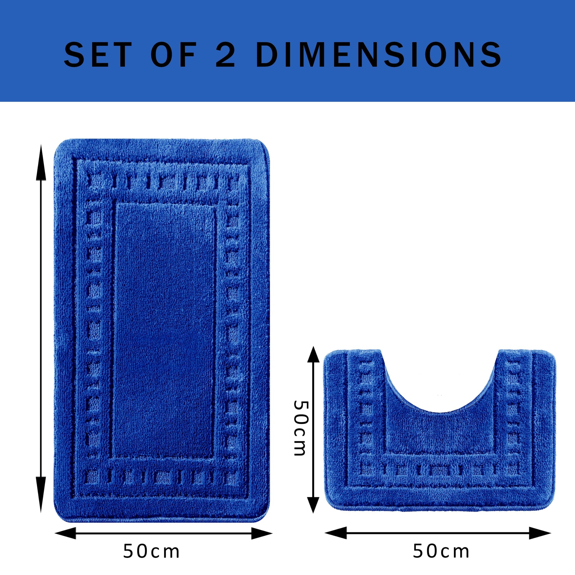 Miami 2 Piece Royal Blue Bath Mat & Pedestal Set Non-Slip Soft & Absorbent Bathroom Mat Set for Comfort & Safety by OLIVIA ROCCO ROYAL BLUE Bath Mat