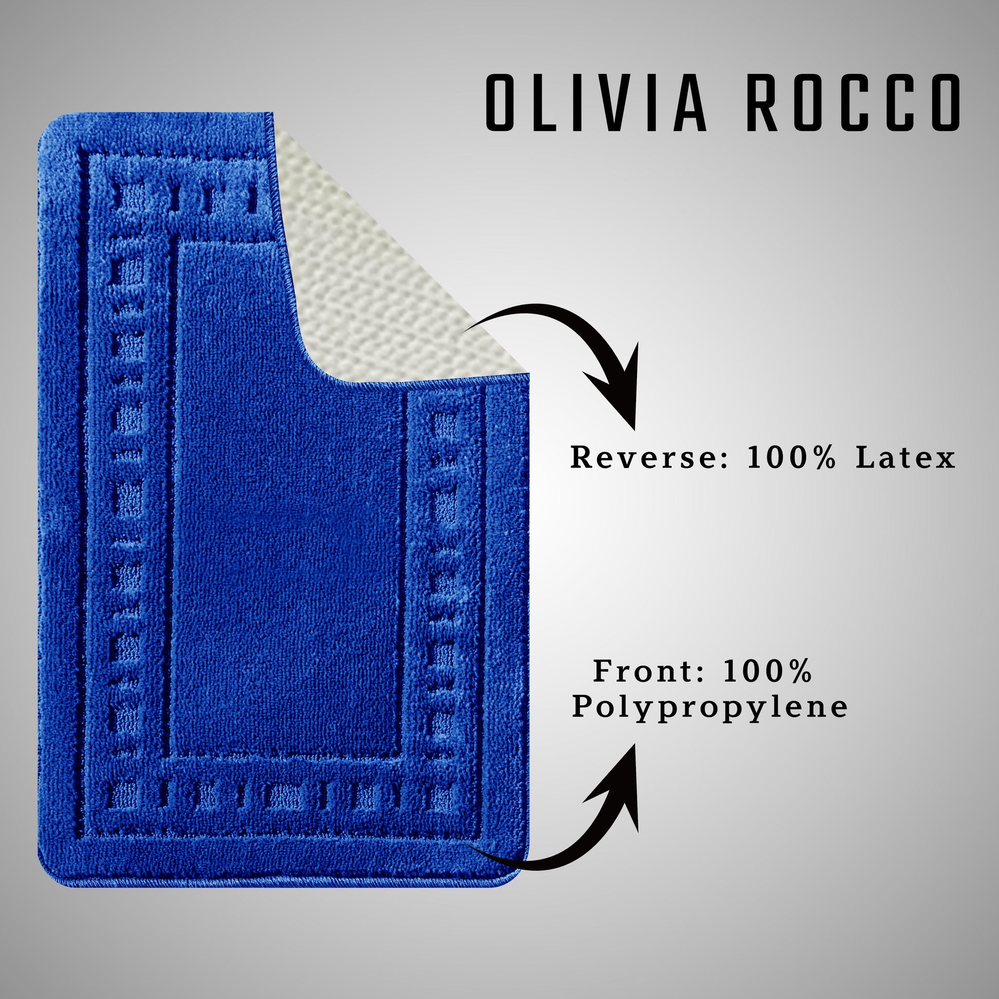 Miami Royal Blue 2 Piece Bath Mat & Pedestal Set Non-Slip Soft & Absorbent Bathroom Mat Set for Comfort & Safety by Olivia Rocco Bath Mat 50 x 80 cm Pedestal Mat 50 x 50 cm / Royal Blue OLIVIA ROCCO Bath Mat