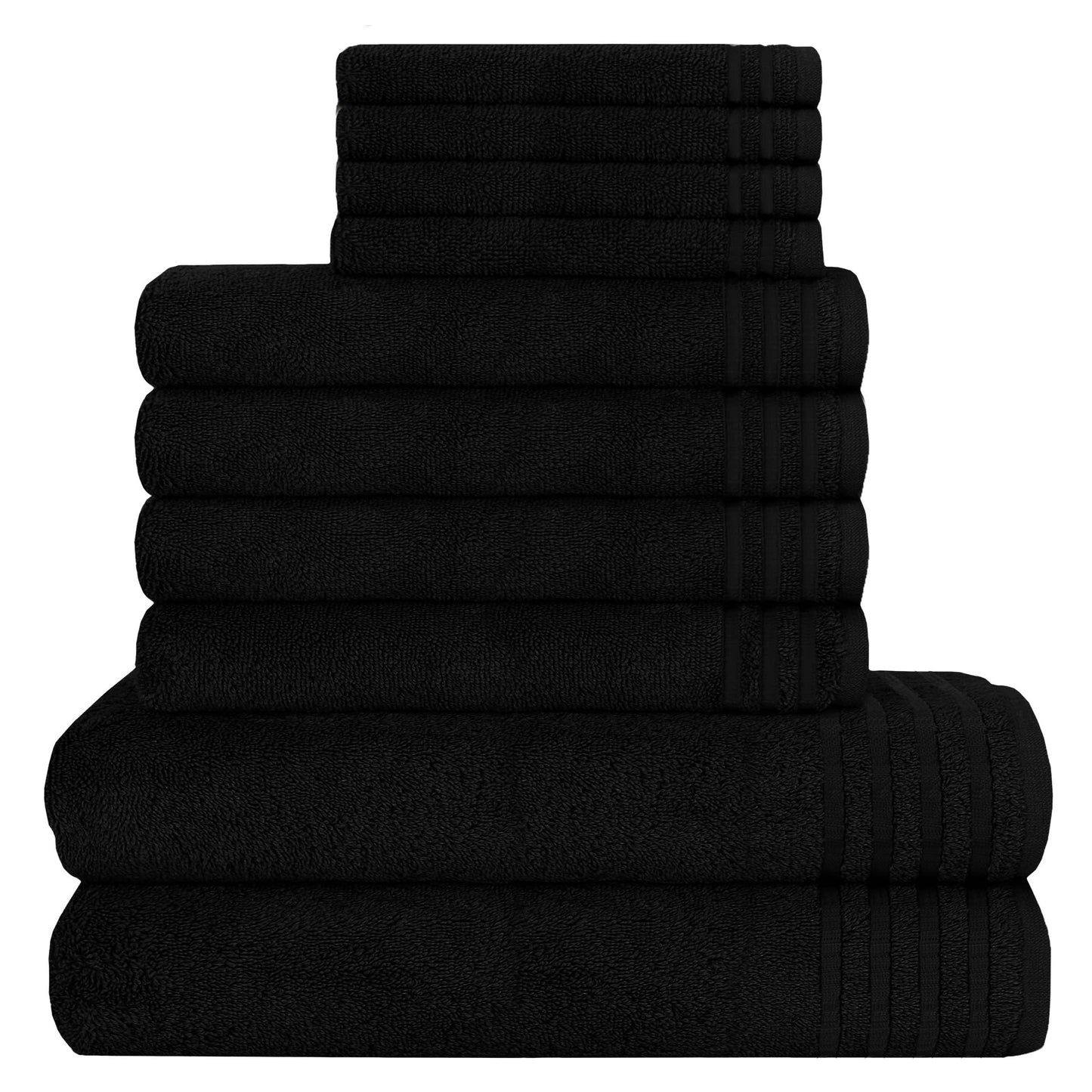 Monaco 10 Piece Bathroom Towels Bale Set Premium Quality Water Absorbent Towel, 4 Face 4 Hand 2 Bath Towel, 500 GSM Washable Towels Set by Olivia Rocco Black Towels Bale Set